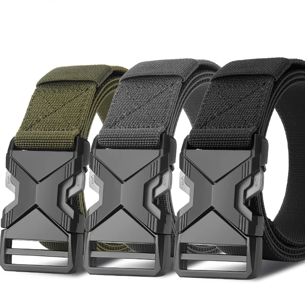 New Fashionable Men's Automatic Buckle Canvas Belt for Casual Pants Father's Day Gift Belt