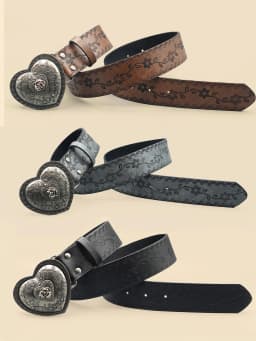 Heart Shaped Women's Casual Belt, Retro Embossed Carved Women's Belt, Dress, Jeans, Suit, Shirt Decoration