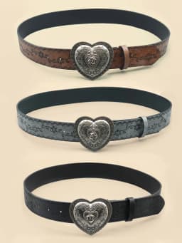 Heart Shaped Women's Casual Belt, Retro Embossed Carved Women's Belt, Dress, Jeans, Suit, Shirt Decoration