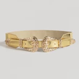 Retro Carved Hollow Double Buckle Wide Elastic Waist Belt Women's Fashion Accessory Versatile Belted Waist Seal