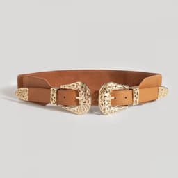 Retro Carved Hollow Double Buckle Wide Elastic Waist Belt Women's Fashion Accessory Versatile Belted Waist Seal