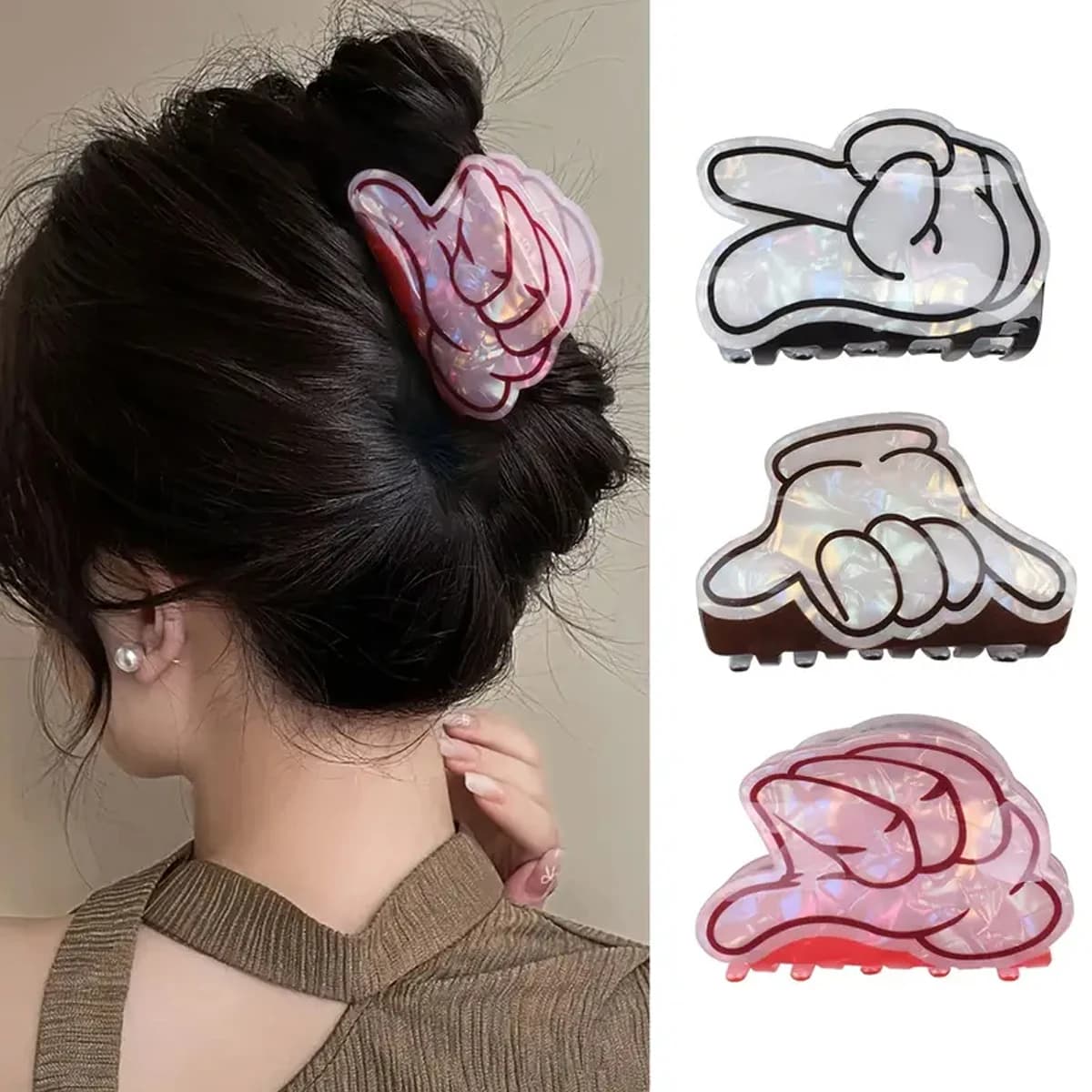 1pc Women's New Simple Casual Acrylic Gesture Hair Clip, Elegant Shark Shaped Ponytail Clip, Minimalist & Unique Hair Accessory