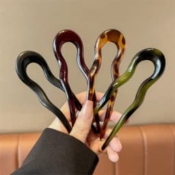 U-Shaped Hair Fork Fashion Tortoiseshell Acetate Acrylic Hairpin Geometric Design Headwear Hair Sticks Women Girls