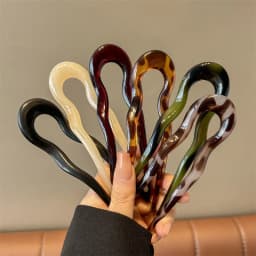 U-Shaped Hair Fork Fashion Tortoiseshell Acetate Acrylic Hairpin Geometric Design Headwear Hair Sticks Women Girls