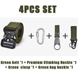 Quick Release Tactical Belt for Men - Durable Canvas Waistband with Water Bottle Hook Carabiners Outdoor Hunting Hiking Gear Kit
