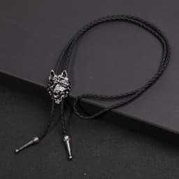 Raven Wolf Head Alloy Bolo Tie Gothic Western Style Necklace for Men Halloween Costume & Cowboy Party Accessories Unique Gifts