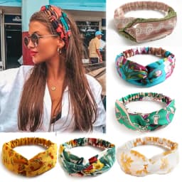 Fashion Bohemian Style Hair Bands Elastic Yoga Headband Women Headwear Print Vintage Cross Unisex Scrunchies Hair Accessories