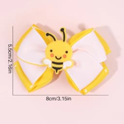 2Pcs Cartoon Bee Hair Clips Cute honeybee Ribbon Bow Kids Schools Hairpin Accessories For Children Girls Barrettes Headwear