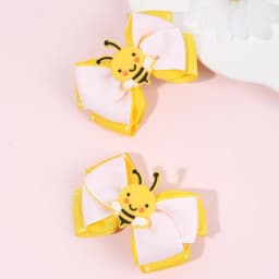 2Pcs Cartoon Bee Hair Clips Cute honeybee Ribbon Bow Kids Schools Hairpin Accessories For Children Girls Barrettes Headwear