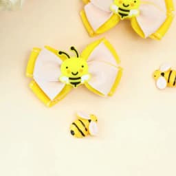 2Pcs Cartoon Bee Hair Clips Cute honeybee Ribbon Bow Kids Schools Hairpin Accessories For Children Girls Barrettes Headwear