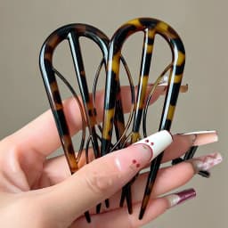 Geometric Resin Hair Fork Hairstyle Tools Waterproof Lazy Hairpin Hair Accessories Hanfu Accessories Leaf U-shaped Hair Stick