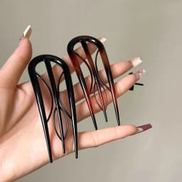 Geometric Resin Hair Fork Hairstyle Tools Waterproof Lazy Hairpin Hair Accessories Hanfu Accessories Leaf U-shaped Hair Stick