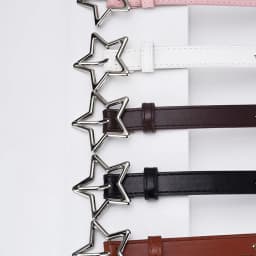 Girls Boys Five Pointed Star PU Buckle Belts Waistband Adjustable Metal Snap Leather Belt Waist Belt Waist Strap Thin Belt