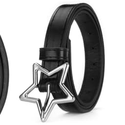 Girls Boys Five Pointed Star PU Buckle Belts Waistband Adjustable Metal Snap Leather Belt Waist Belt Waist Strap Thin Belt