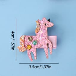 3Pcs Glitter Hair Clips Baby Girl Colourful Pink Rainbow Clouds Unicorn Handmade Barrettes School Headwear Hair Accessories