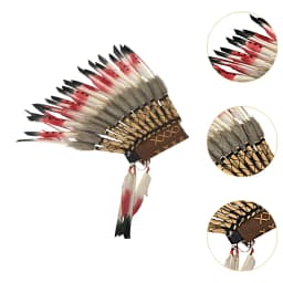 American Chief Indian Native Feather Headdress Decoration Prop for Celebrations Carnivals Themed Party Dance Show Halloween