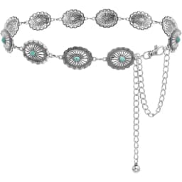 Western Belt for Women - Turquoise Chain Metal Concho Cowgirl Belt for Country Concert Outfit