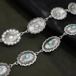 Western Belt for Women - Turquoise Chain Metal Concho Cowgirl Belt for Country Concert Outfit