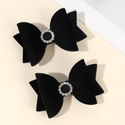 2Pcs Fashion Velvet Bow Hairpin Rhinestone Clips Volume tongs Double Braids Barrettes For Women Girls Accessories Headdresses