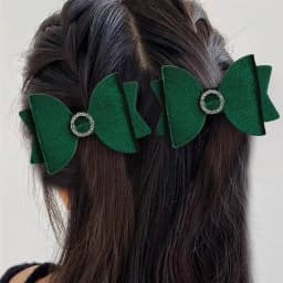 2Pcs Fashion Velvet Bow Hairpin Rhinestone Clips Volume tongs Double Braids Barrettes For Women Girls Accessories Headdresses