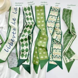 Korean green headband long small silk scarf for Women, Soft Comfort Elastic Headband, Workout Daily Casual Evening Gift Chic