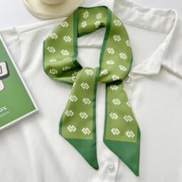 Korean green headband long small silk scarf for Women, Soft Comfort Elastic Headband, Workout Daily Casual Evening Gift Chic