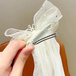 Children's Veil Girls Crown Bow Barrettes Little Princess Stereo Light Diamond Head Clip Birthday Photo Hair Clip Headdress