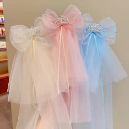 Children's Veil Girls Crown Bow Barrettes Little Princess Stereo Light Diamond Head Clip Birthday Photo Hair Clip Headdress