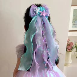 Mermaid Long Ribbon Pearl Hair Clip for Kids Cute Daily Wear Ponytail Clip Fashion Girl Photograph Haripin Hair Accessories
