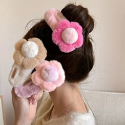 1/3pcs New Plush Flower Hair Clip Handmade Cute Hairstyle Hairpins Big Headwear Accessories Women Headwear  Accessories