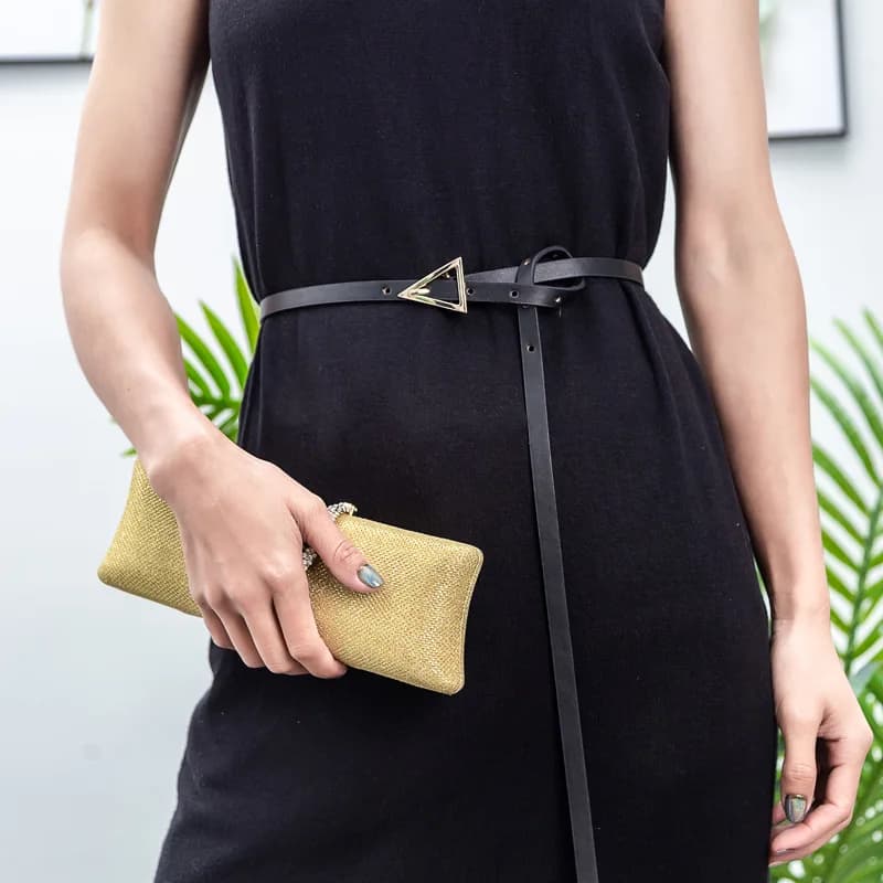 Fashion Adjustable Thin Belt Luxury Black PU Leather Female Designer Girdle Korean Corset Metal Buckle Belts For Women White