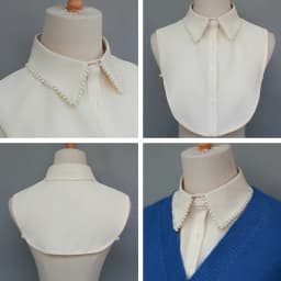 Exquisite Fake Collars with Hand-Sewn Pearl Embellishments. These Decorative Collars Are Unique, Versatile, and Detachable. The
