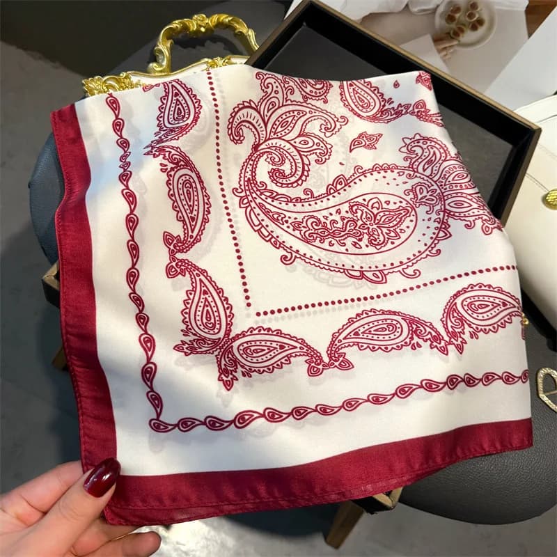 Luxury Paisley Print Square Scarf Soft Satin Scarf Neckerchief Popular Scarves Bandanna Suit Scarf Tie Neck Bag