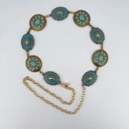 Cross-border Jewelry Turquoise Waist Chain for Women; Fashionable Bohemian Style Zinc Alloy Retro Belt; Versatile and Stylish