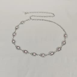 Silver Bohemian Female Metal waist chain Belt luxury Blue Gemstone Ellipse Designer Belts for Women Long Waistband Punk
