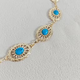 Silver Bohemian Female Metal waist chain Belt luxury Blue Gemstone Ellipse Designer Belts for Women Long Waistband Punk
