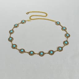 Silver Bohemian Female Metal waist chain Belt luxury Blue Gemstone Ellipse Designer Belts for Women Long Waistband Punk