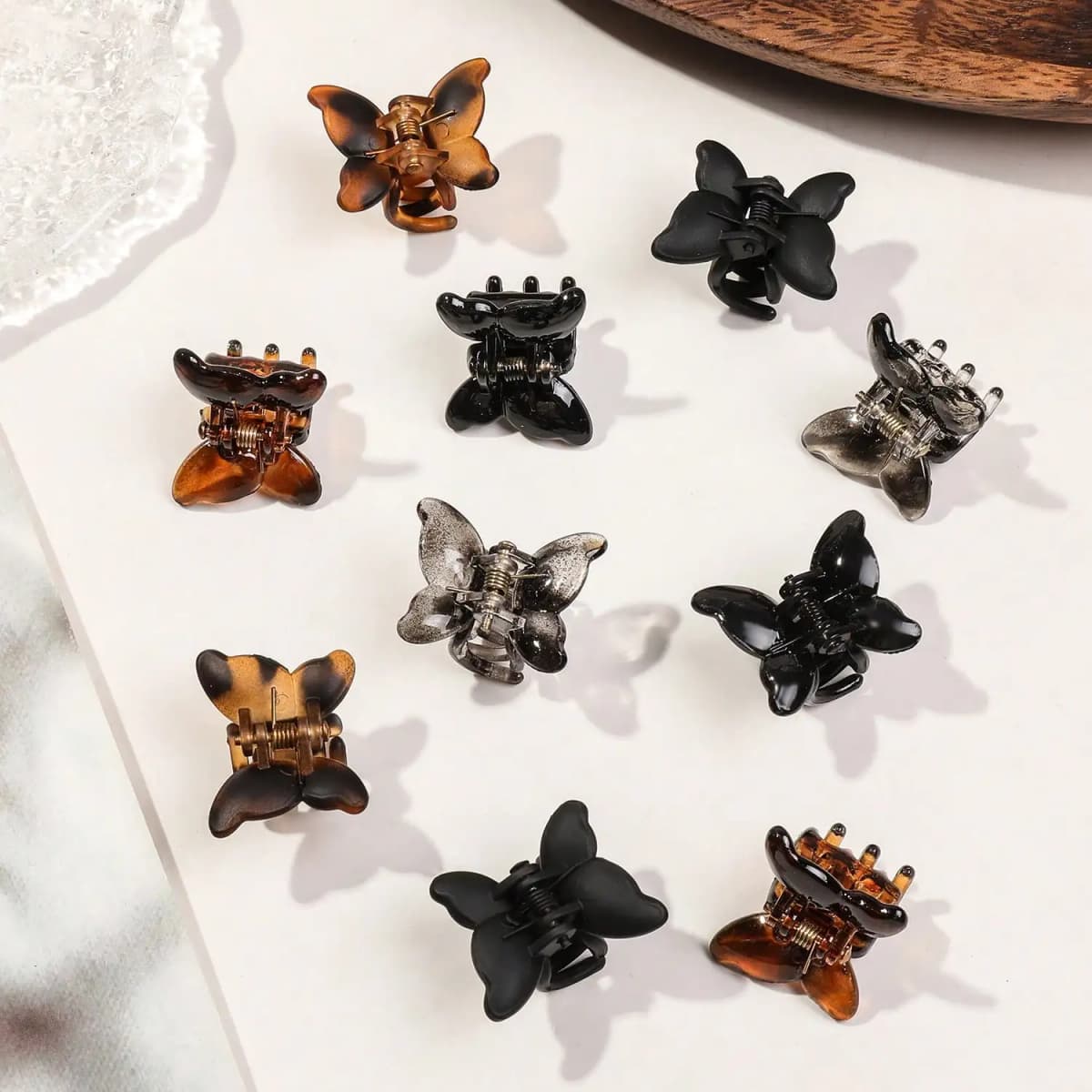 10PCS Mini Butterfly Hair Clips Set for Women Girls Strong Grip for Thin Hair,Neutral Color Hair Styling Accessories