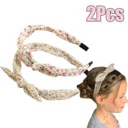 2Pcs Korean Knotted Bow Headbands Sweet Flower Hair Bands Floral Printed Head Hoop For Girls Children Tiara Diadem Accessories