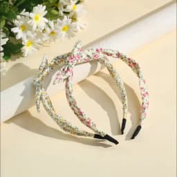 2Pcs Korean Knotted Bow Headbands Sweet Flower Hair Bands Floral Printed Head Hoop For Girls Children Tiara Diadem Accessories