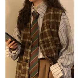 Brown retro tie women's fruit green coffee handmade casual shirt candy colored trendy versatile tie