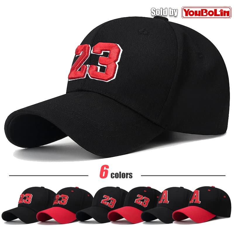 Cotton 23 or Letter A 3D Embroidery Adjustable Two-Tone Hard Top Baseball Cap Sun Hat Trucker Caps Dad Hats