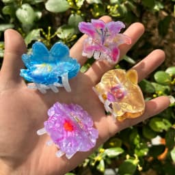 Colorful Printed Flower Acrylic Geometric Crab Clamp For Women Girls Creative Fixed Ponytail Hair Clip Claw Charm Accessories