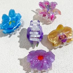 Colorful Printed Flower Acrylic Geometric Crab Clamp For Women Girls Creative Fixed Ponytail Hair Clip Claw Charm Accessories