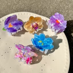 Colorful Printed Flower Acrylic Geometric Crab Clamp For Women Girls Creative Fixed Ponytail Hair Clip Claw Charm Accessories