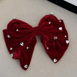 2025 Women Autumn and winter new original handmade gold velvet black oversized bow hairpins