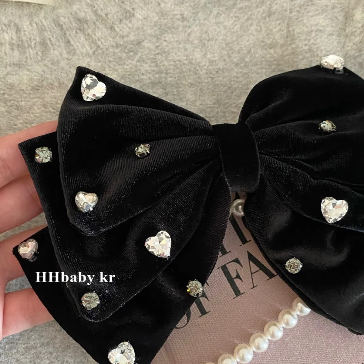 2025 Women Autumn and winter new original handmade gold velvet black oversized bow hairpins