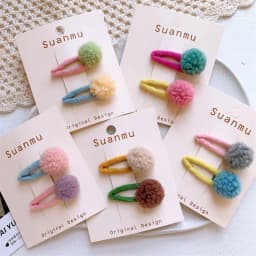 2pcs/set cute Pompoms Hair Clip For Kids ball hairclip pink barrettes baby kawaii hair clips toddler girl hair accessories