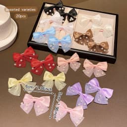 20 colors of random imitation pearl bow hair clips, sweet and cute hair accessories suitable for daily use