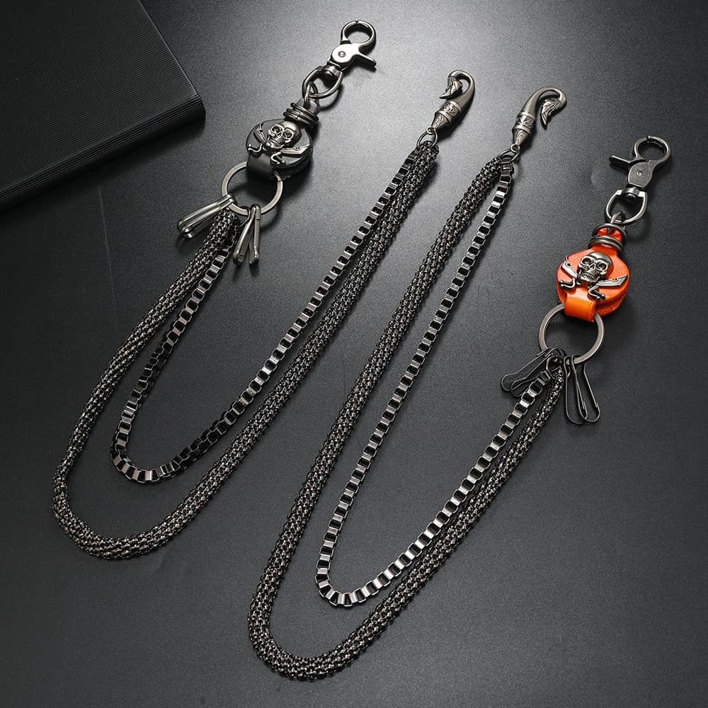 1Piece Punk style double chain skull pant chain